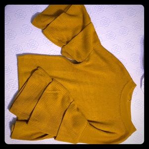 Cropped mustard sweater with ruffled sleeves